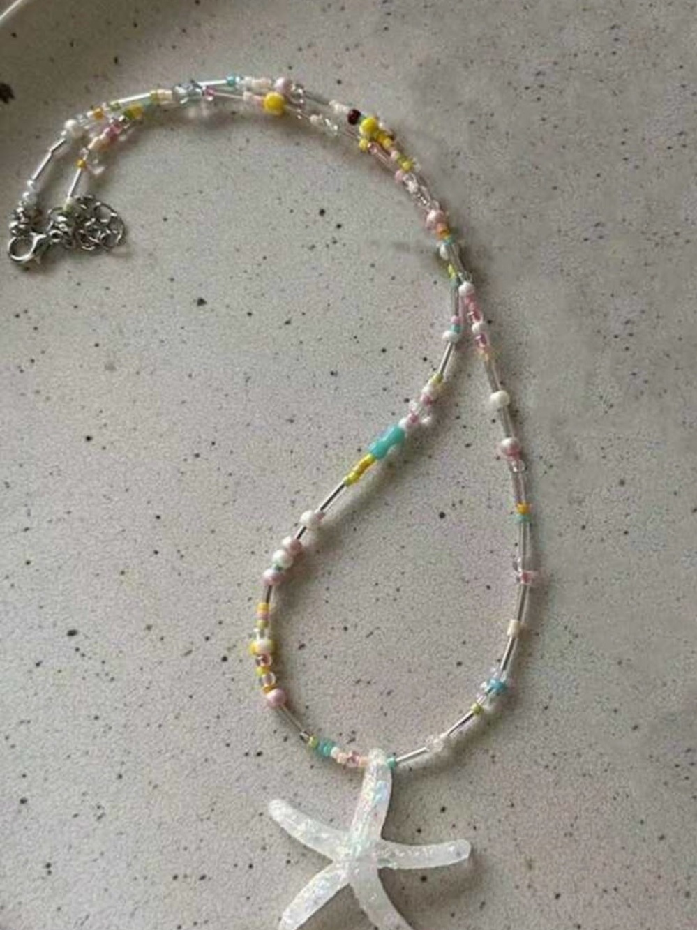 Pastel Beaded Starfish Pendant Necklace